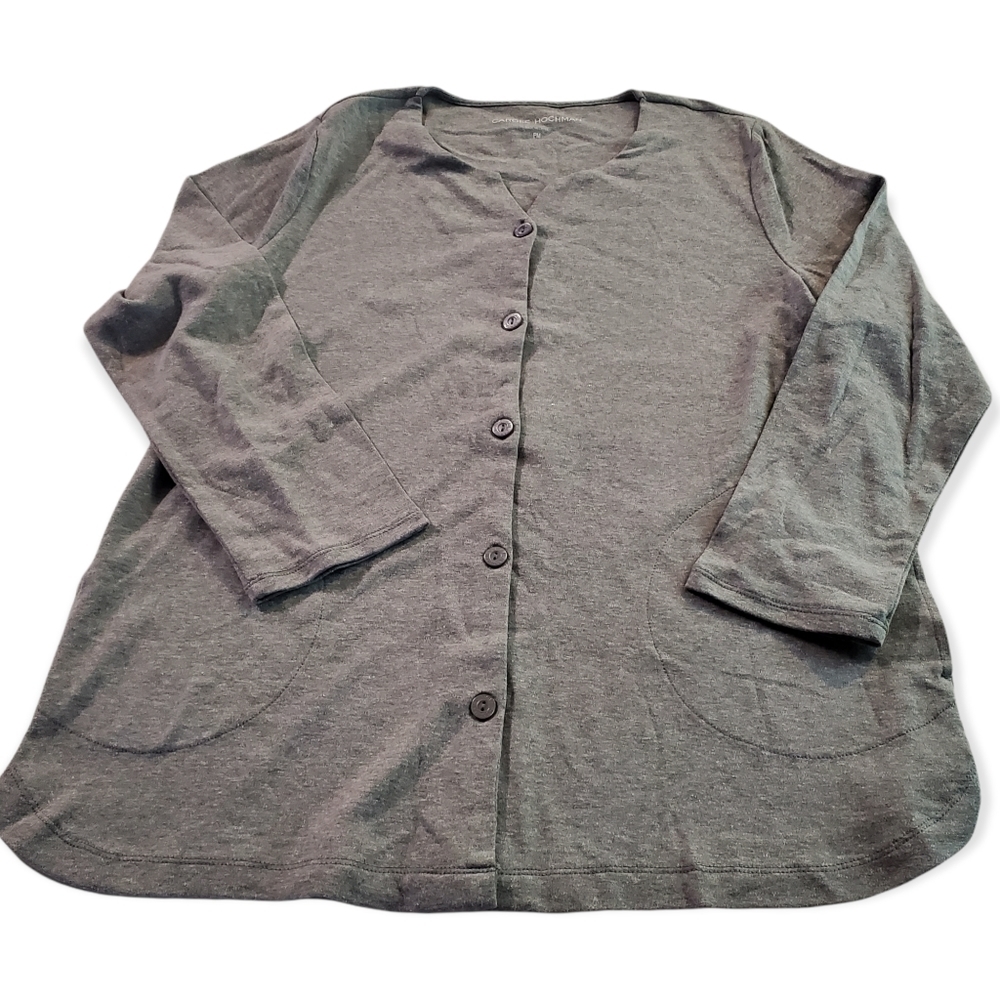 𝅺Carole Hochman buttoned grey Cardigan size Petite M